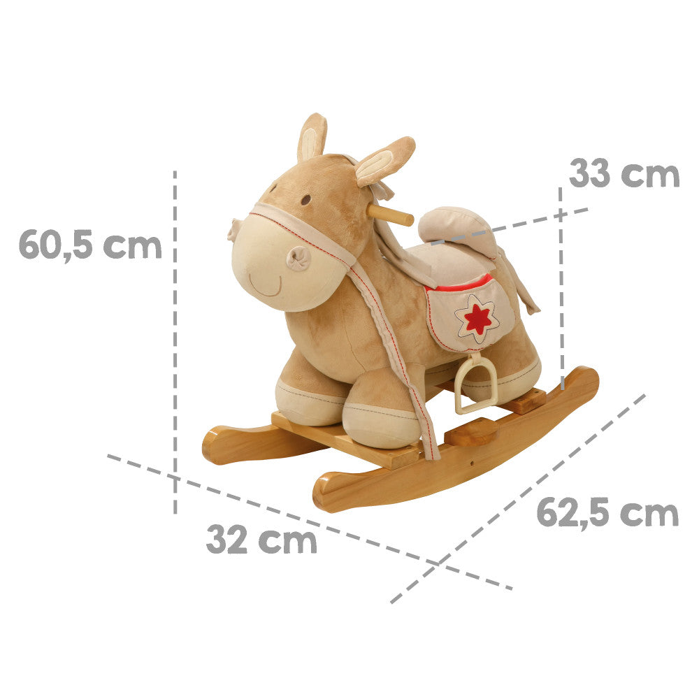 Roba Rocking Horse - Durable Wooden Rocker with Soft Plush Finish