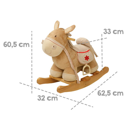 Roba Rocking Horse - Durable Wooden Rocker with Soft Plush Finish