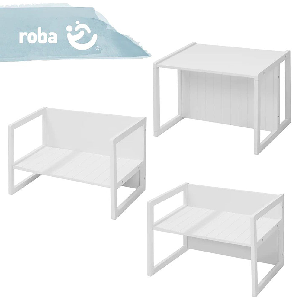 Roba Country-Farmhouse 2-in-1 Kids Bench and Table - White