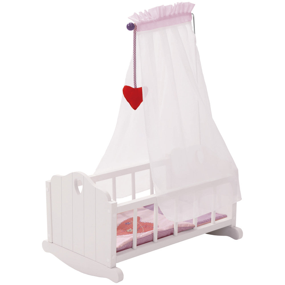 Roba Fienchen Heart-Themed Doll Cradle Set in Pink & White