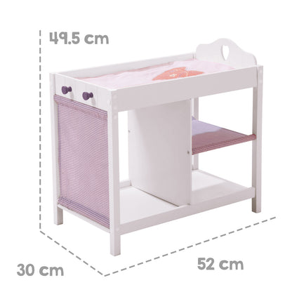 Roba Fienchen Doll Bed with Storage - Multifunctional, White, Purple & Pink