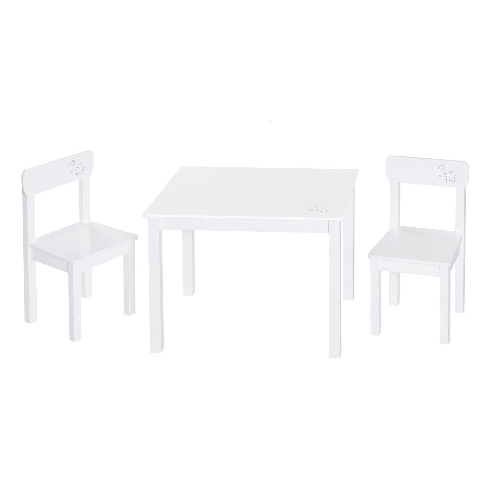 Roba Little Stars Kids Table and 2 Chair Set - White Wood