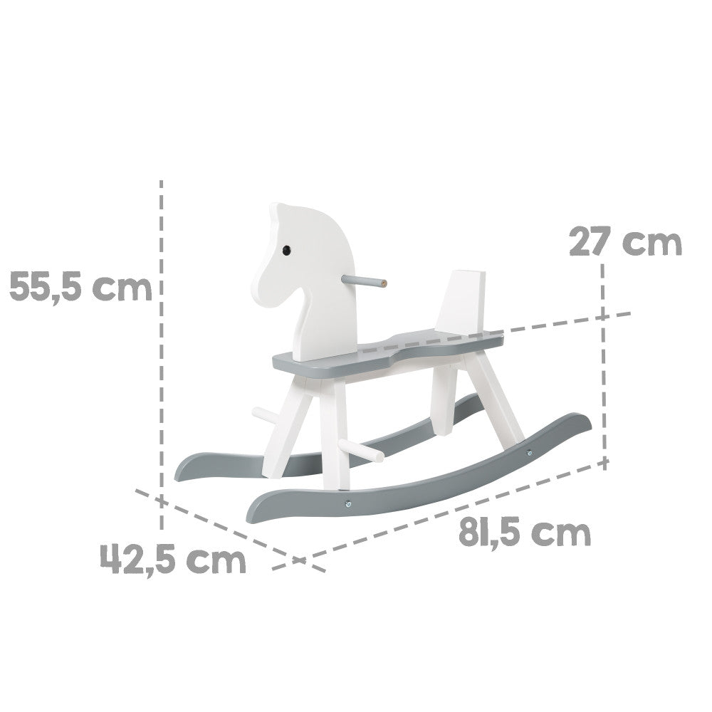 Roba Wooden Rocking Horse - White & Gray