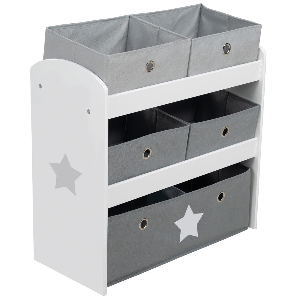 Roba Grey Stars Multi-Bin Toy Organizer and Play Shelf