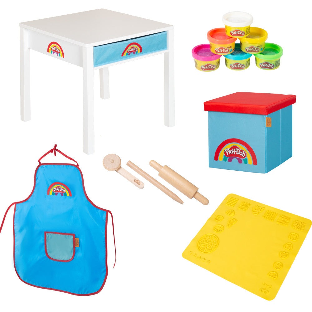 Play-Doh: Creative Craft Table - All-In-1 Art Station, Wooden Desk & Ottoman