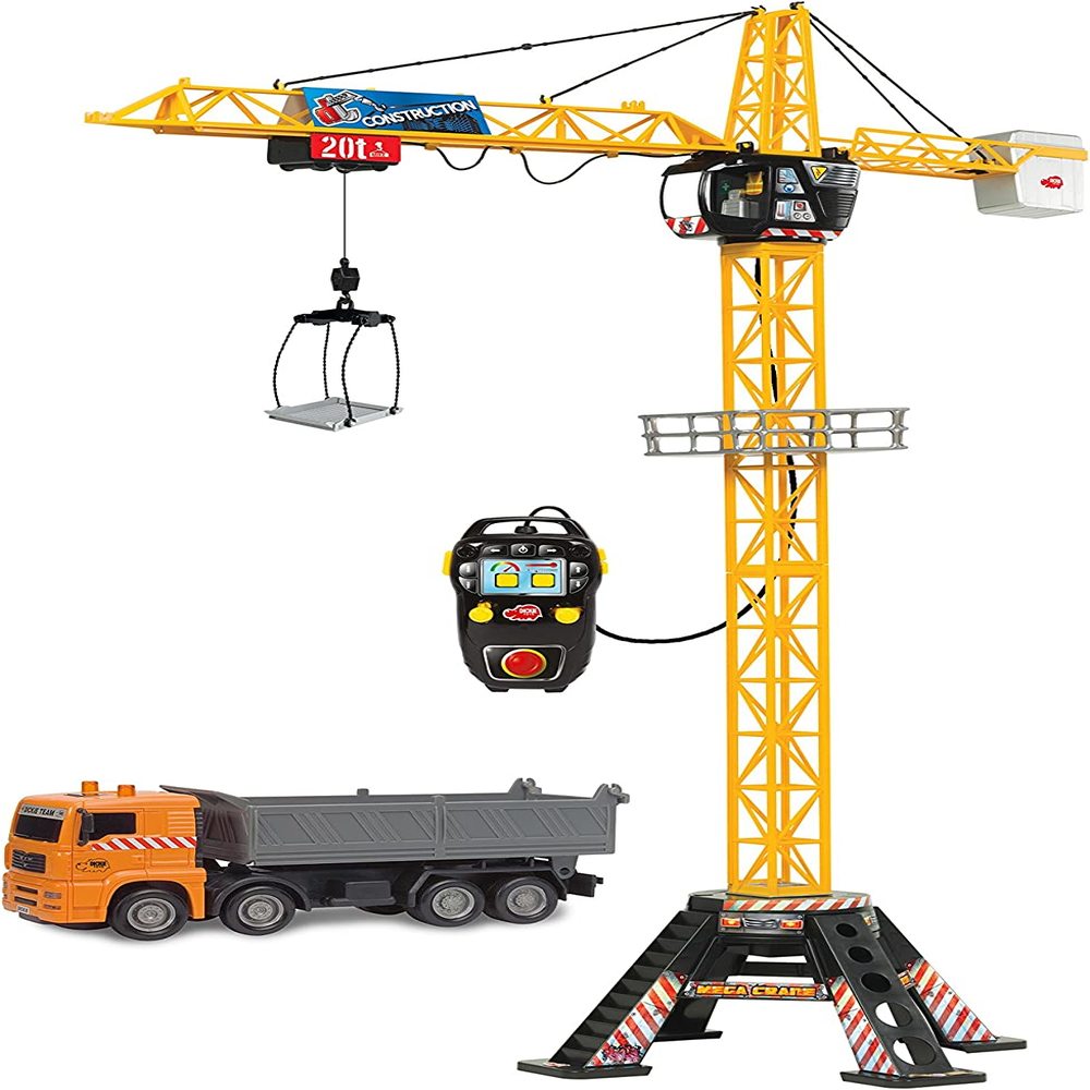 Dickie Toys Remote Control Mega Crane Set with Truck - Yellow/Black