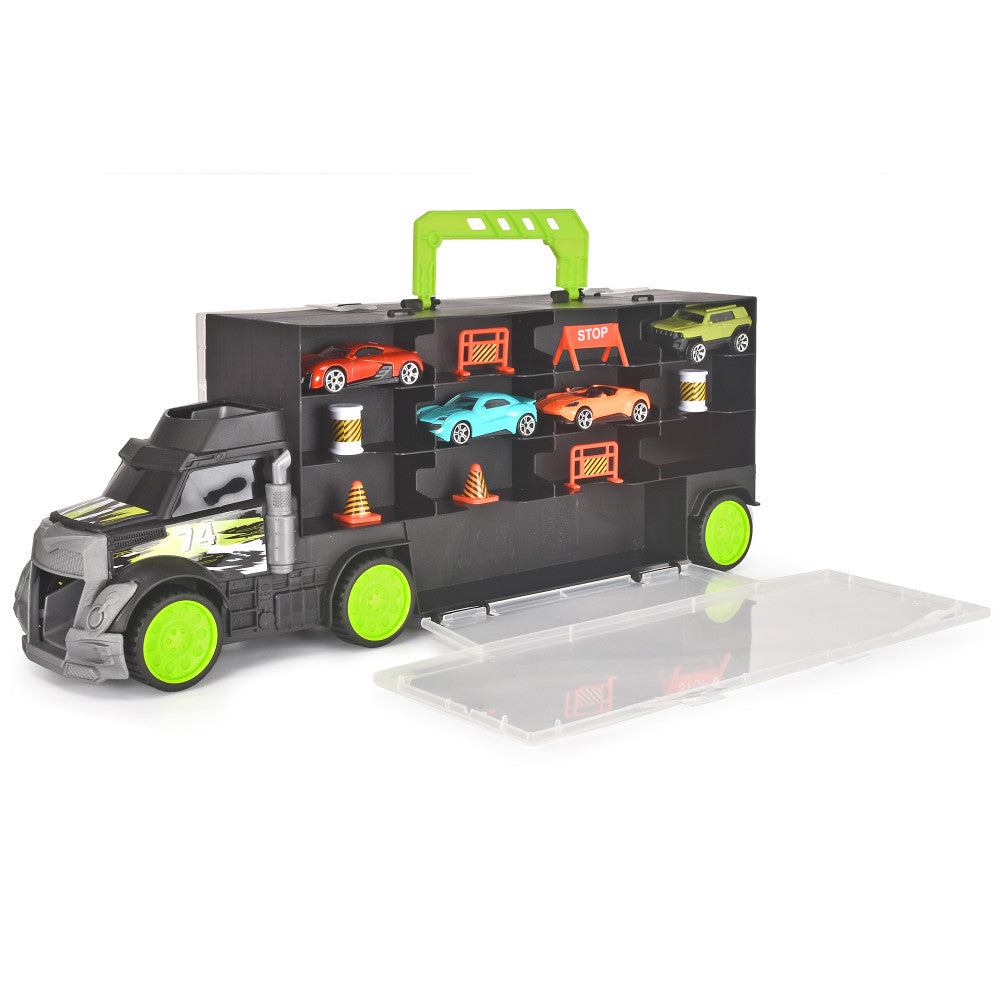 Dickie Toys Truck Carry Case with 4 Die-Cast Vehicles and Accessories