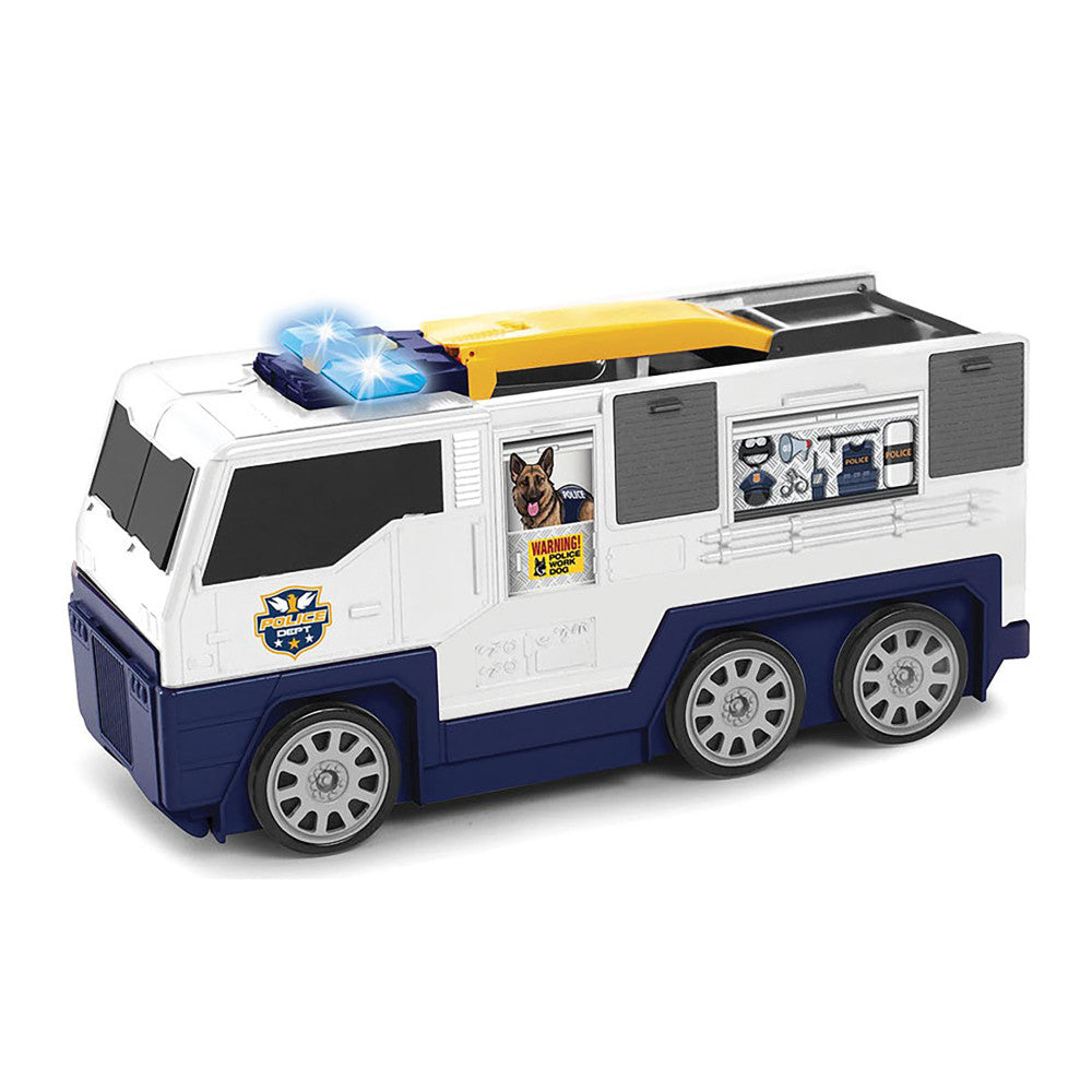 Dickie Toys Folding Police Truck Playset - Interactive Lights & Sounds, Ages 3+