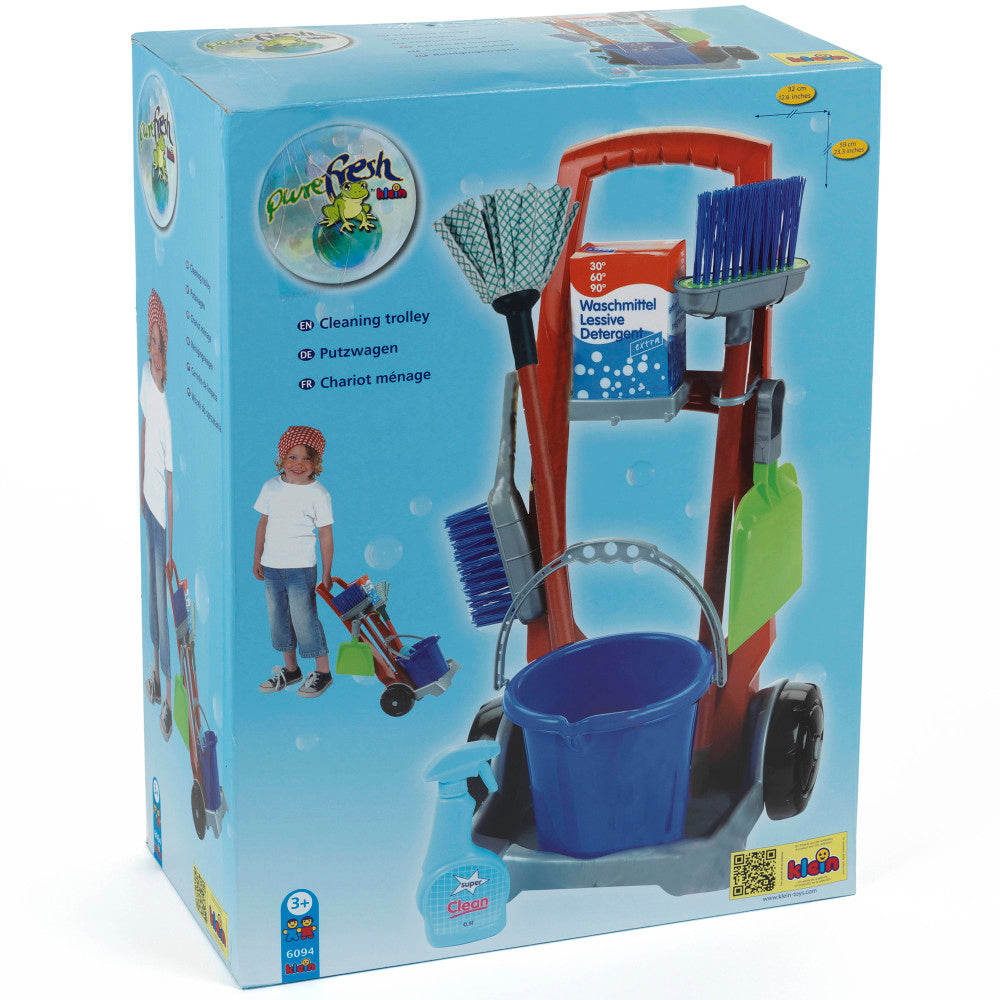 Theo Klein 8-Piece Pretend Play Cleaning Trolley Set with Miele Vacuum