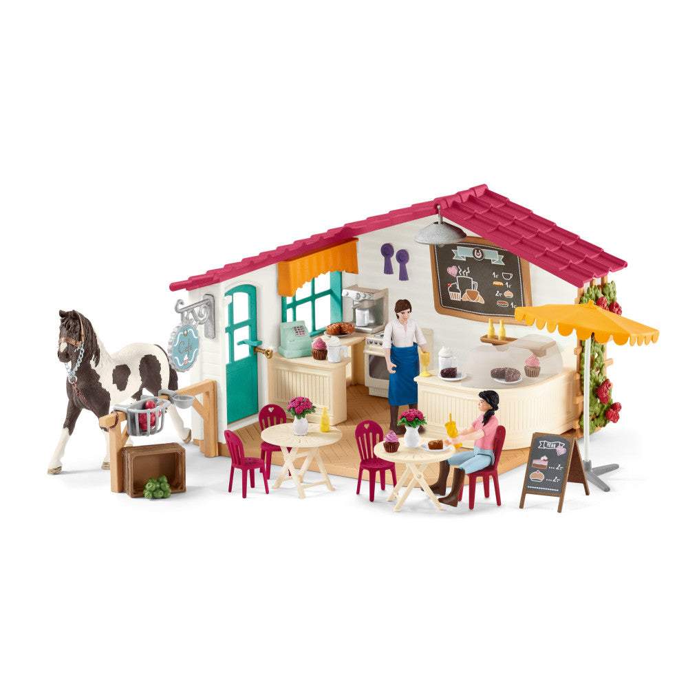 Schleich Horse Club Rider Caf√© 97pc Playset with Figurines and Pinto Stallion