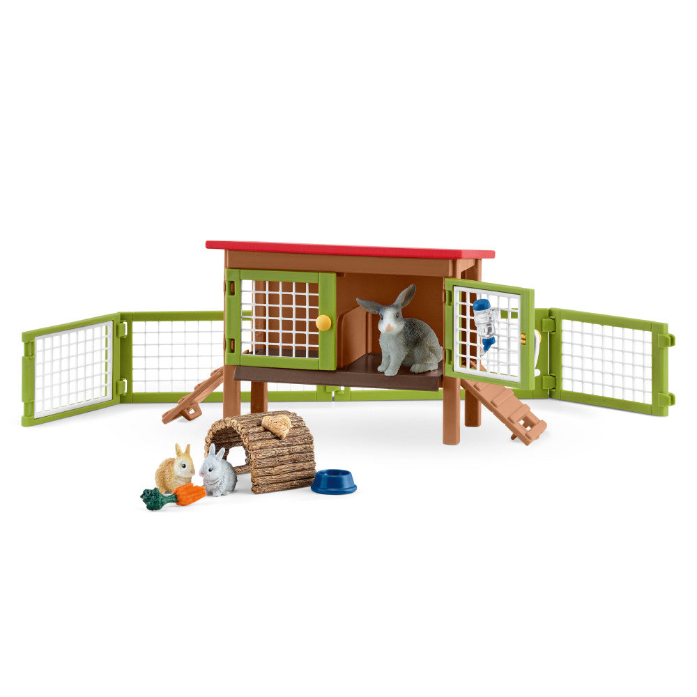 Schleich Farm World Rabbit Hutch 8-Piece Playset for Kids Ages 3-8