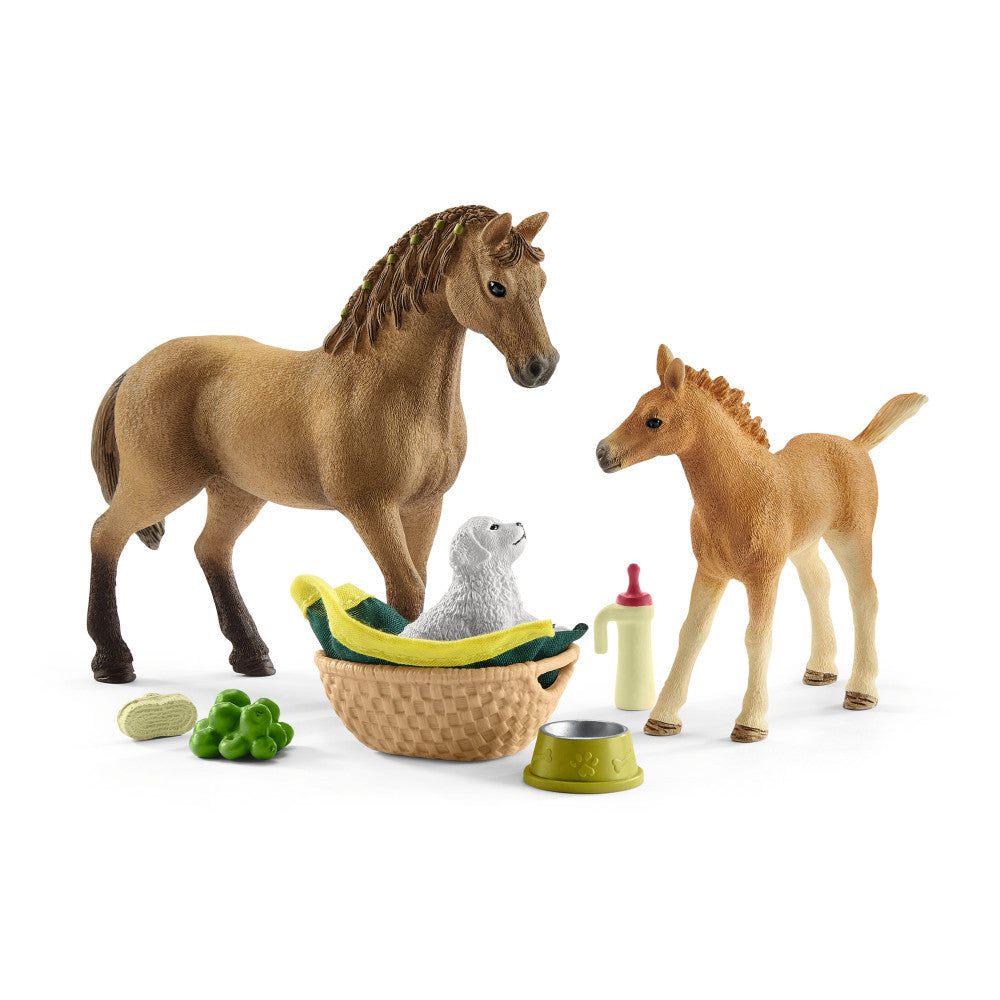 Schleich Horse Club: Sarah's Baby Animal Care 9-Piece Playset for Kids Age 5+