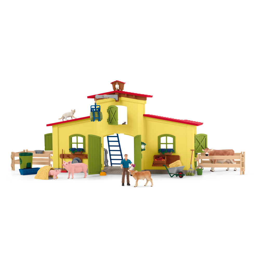 Schleich Farm World Large Farm Playset - Yellow, 92 Pieces, Ages 3+