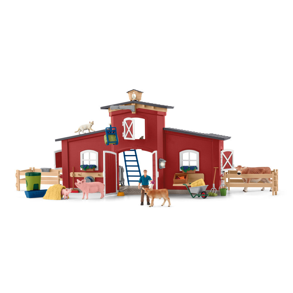 Schleich Farm World Large Red Barn Playset - 92 Pieces, Ages 3+