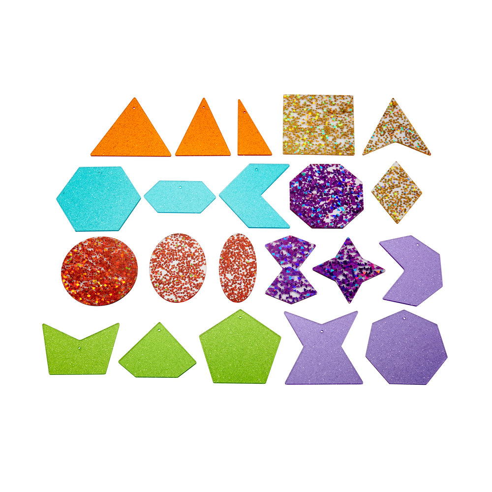 TickiT Rainbow Glitter Shapes - 21-Piece Colorful Geometry Set