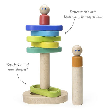 Tegu 11-Piece Magnetic Floating Wooden Stacker - Rainbow