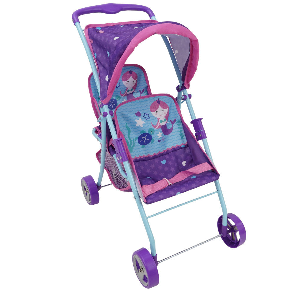 509 Mermaid Twin Doll Stroller with Adjustable Seats and Safety Lock