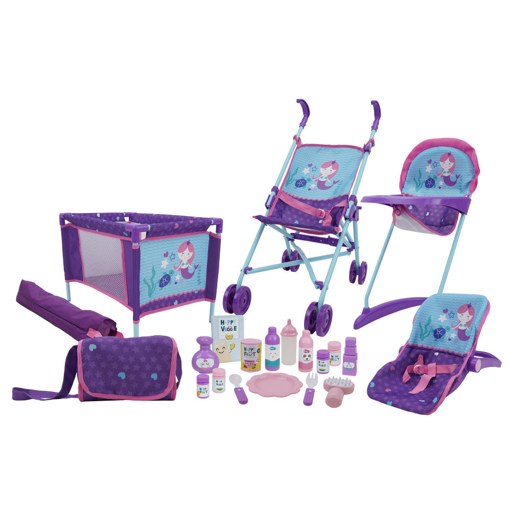 Mermaid Fantasy 21-Piece Doll Care and Play Set