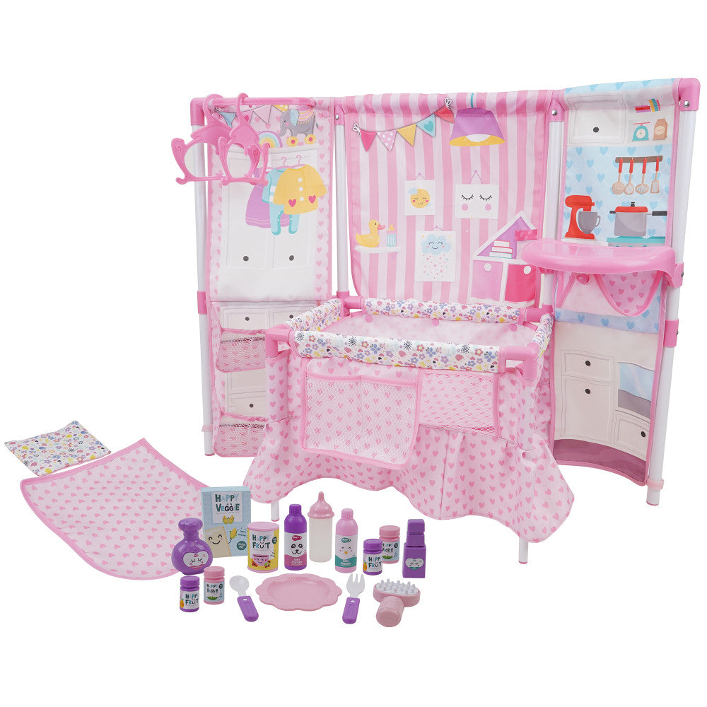 BnB Pink Doll Furniture Set with 14" Baby Doll and Accessories