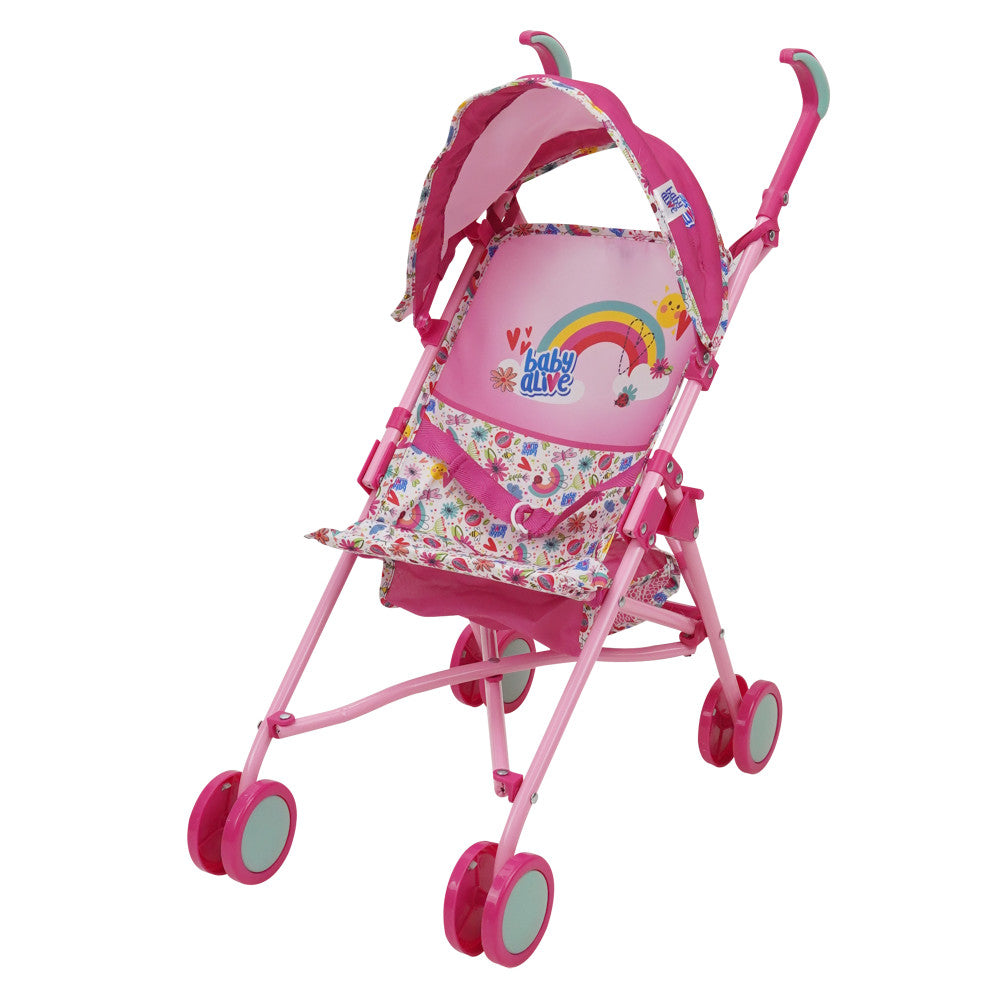 Baby Alive Doll Stroller with Retractable Canopy - Pink & Rainbow