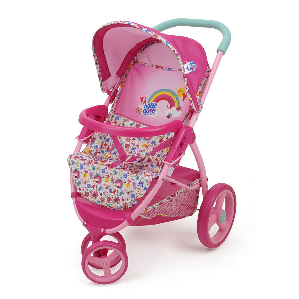 Baby Alive Doll Jogging Stroller - Vibrant Pink & Rainbow Design