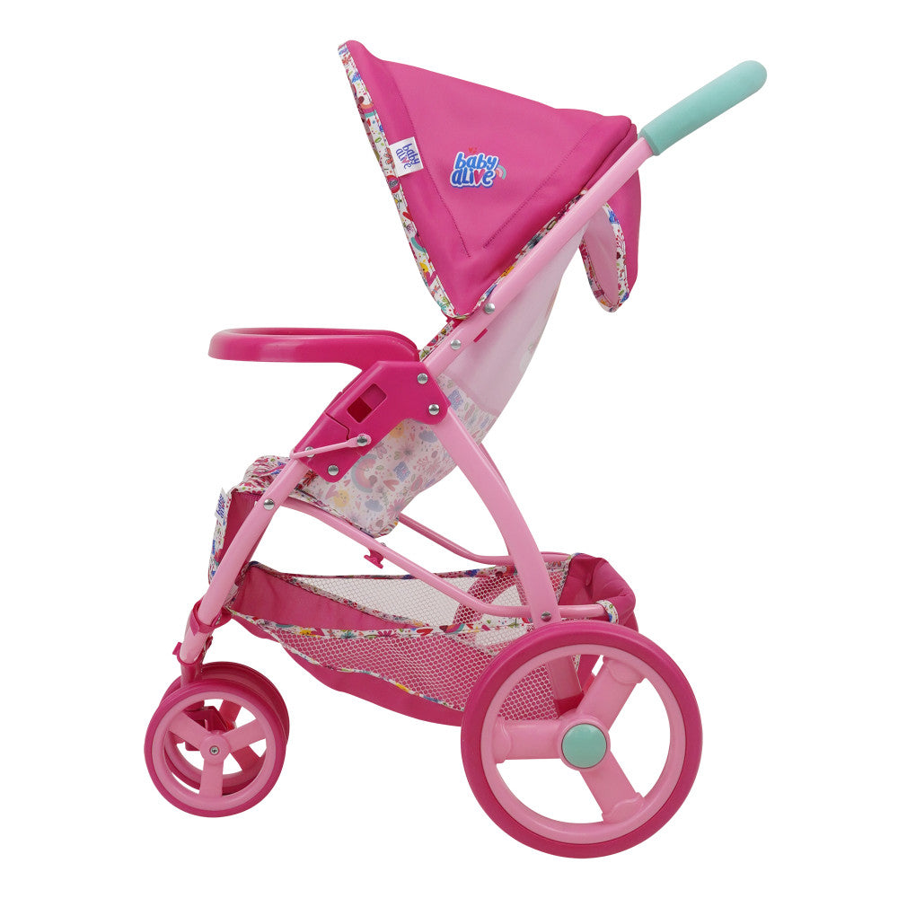 Baby Alive Doll Jogging Stroller - Vibrant Pink & Rainbow Design