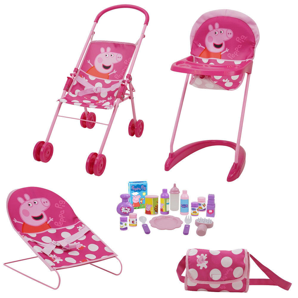 Peppa Pig 19-Piece Doll Sleep N' Play Set - Pink & White Dots