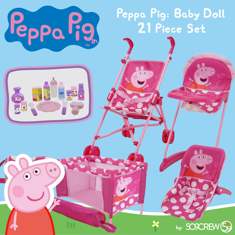 Peppa Pig: 21 Piece Doll Play Set - Pink & White Dots, Ages 3+