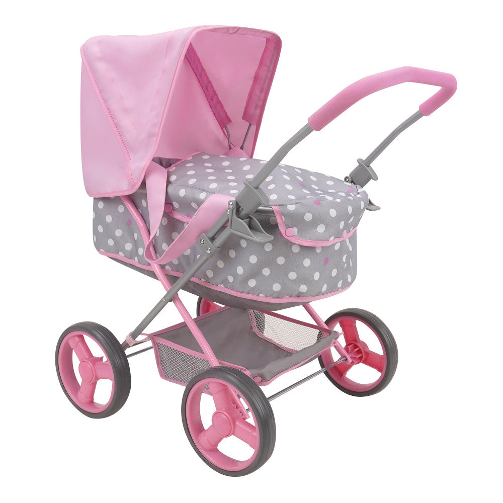 509 Crew Cotton Candy Pink Doll Pram with Polka Dot Design