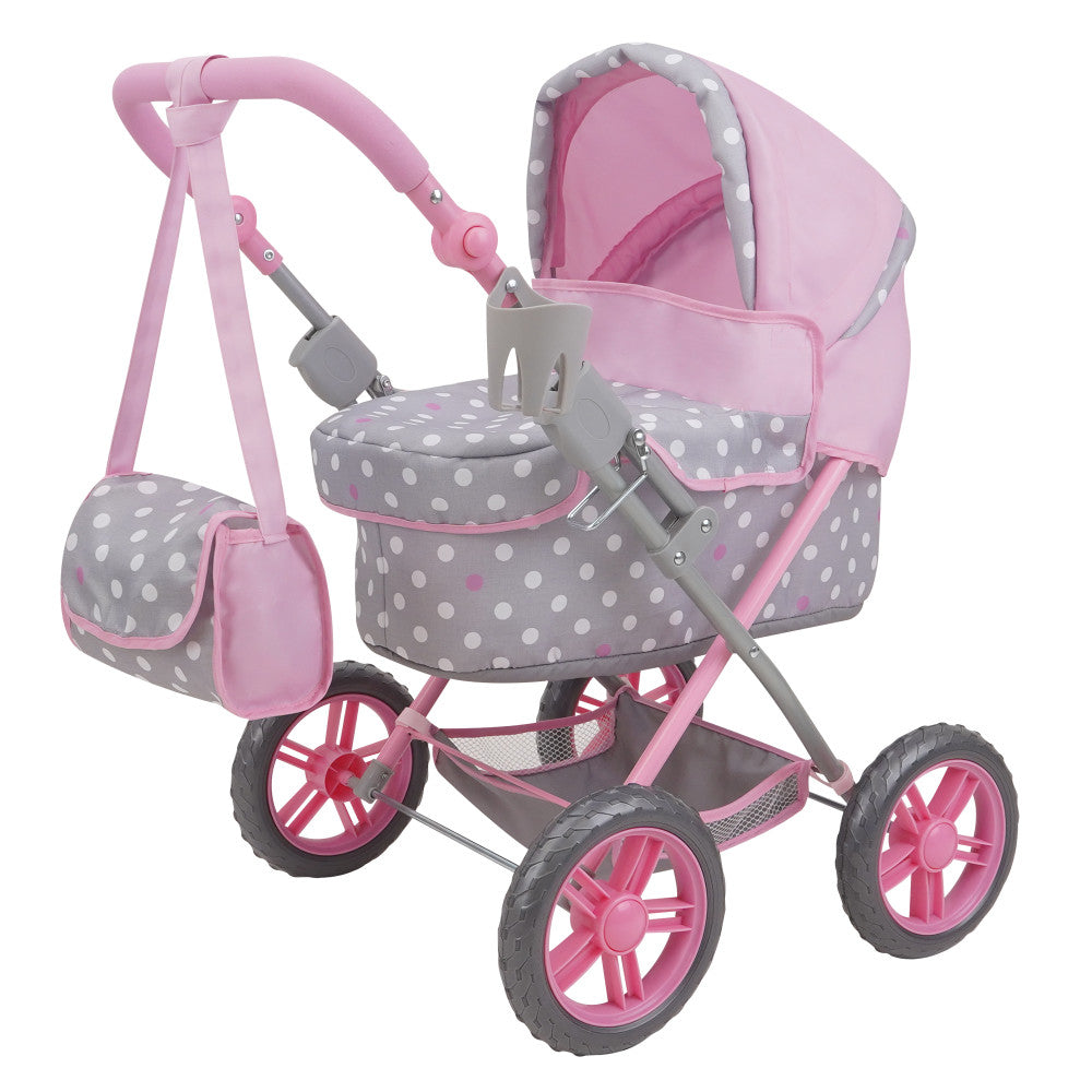 509 Crew Amanda Doll Pram in Cotton Candy Pink with Polka Dots