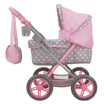 509 Crew Amanda Doll Pram in Cotton Candy Pink with Polka Dots