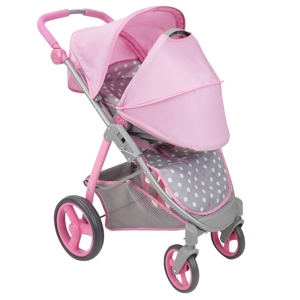 509 Crew Cotton Candy Pink Doll Travel System - Polka Dot Pink & Grey