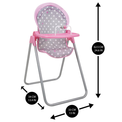 509 Crew Cotton Candy Pink Foodie Doll Highchair - Polka Dot Design