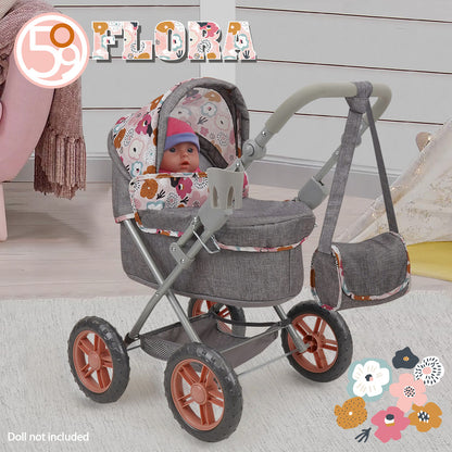 509 Crew: Melange Flora - Amanda Doll Pram - Matching Handbag, Age 3+