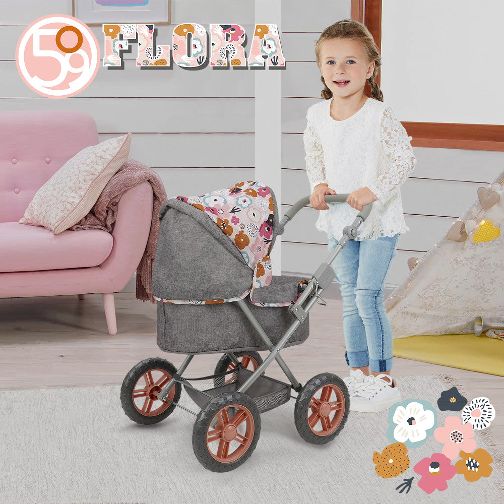 509 Crew: Melange Flora - Amanda Doll Pram - Matching Handbag, Age 3+