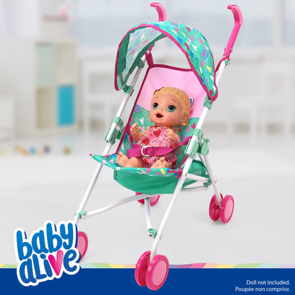 Baby Alive: Doll Umbrella Stroller - Green, Pink, Hearts, Ages 3+