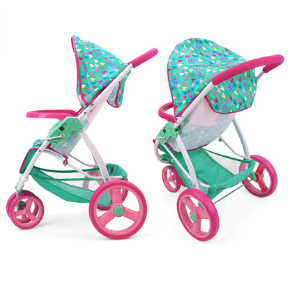 Baby Alive: Doll Jogging Stroller - Green, Pink, Hearts, Kids Toy Age 3+