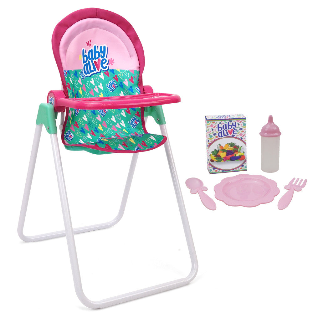 Baby Alive: Doll Highchair Set - Green, Pink, Hearts, Ages 3+