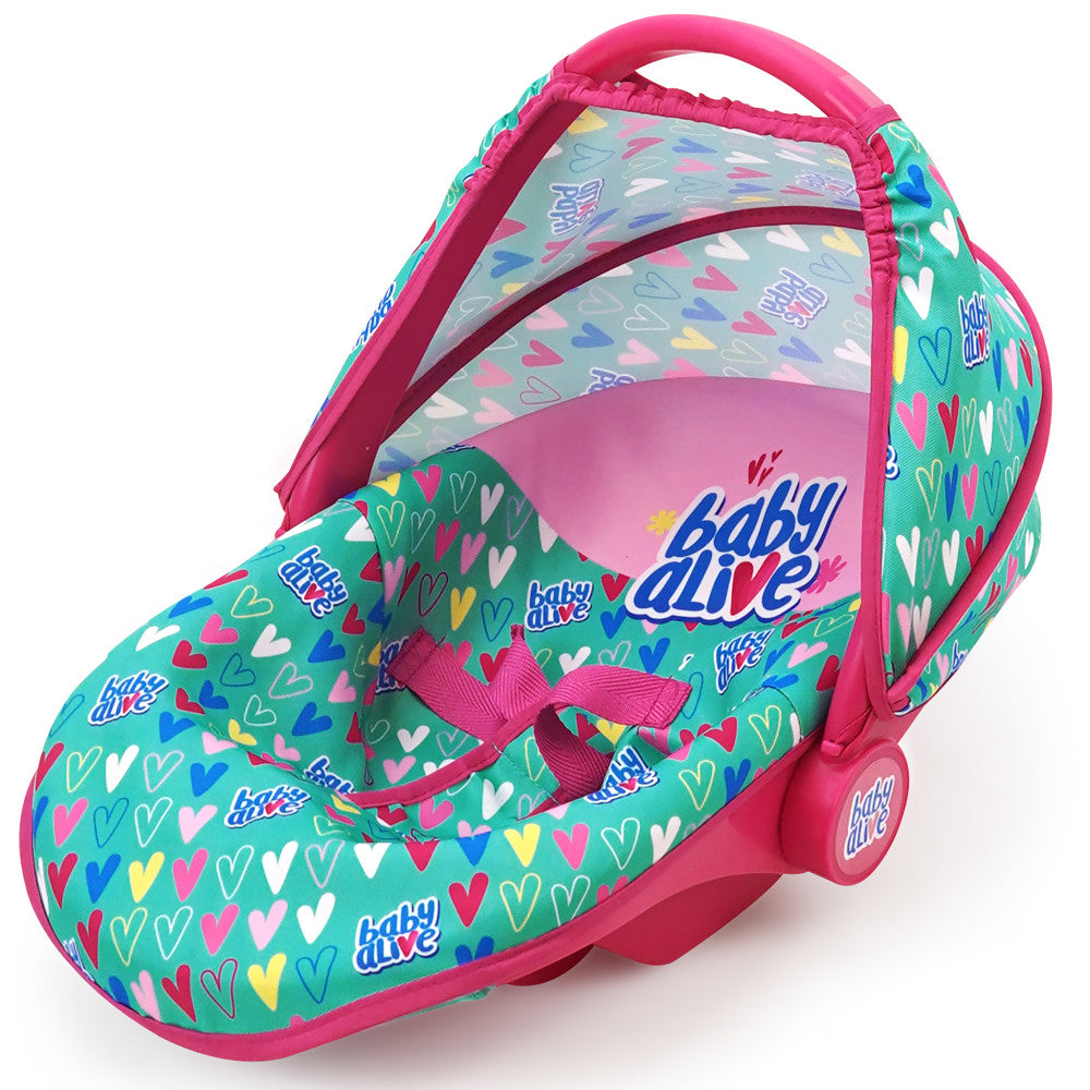 Baby Alive: Deluxe Doll Car Seat - Green, Pink, Hearts, Ages 3+