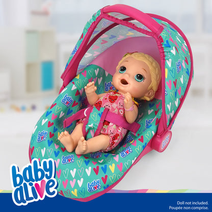 Baby Alive: Deluxe Doll Car Seat - Green, Pink, Hearts, Ages 3+