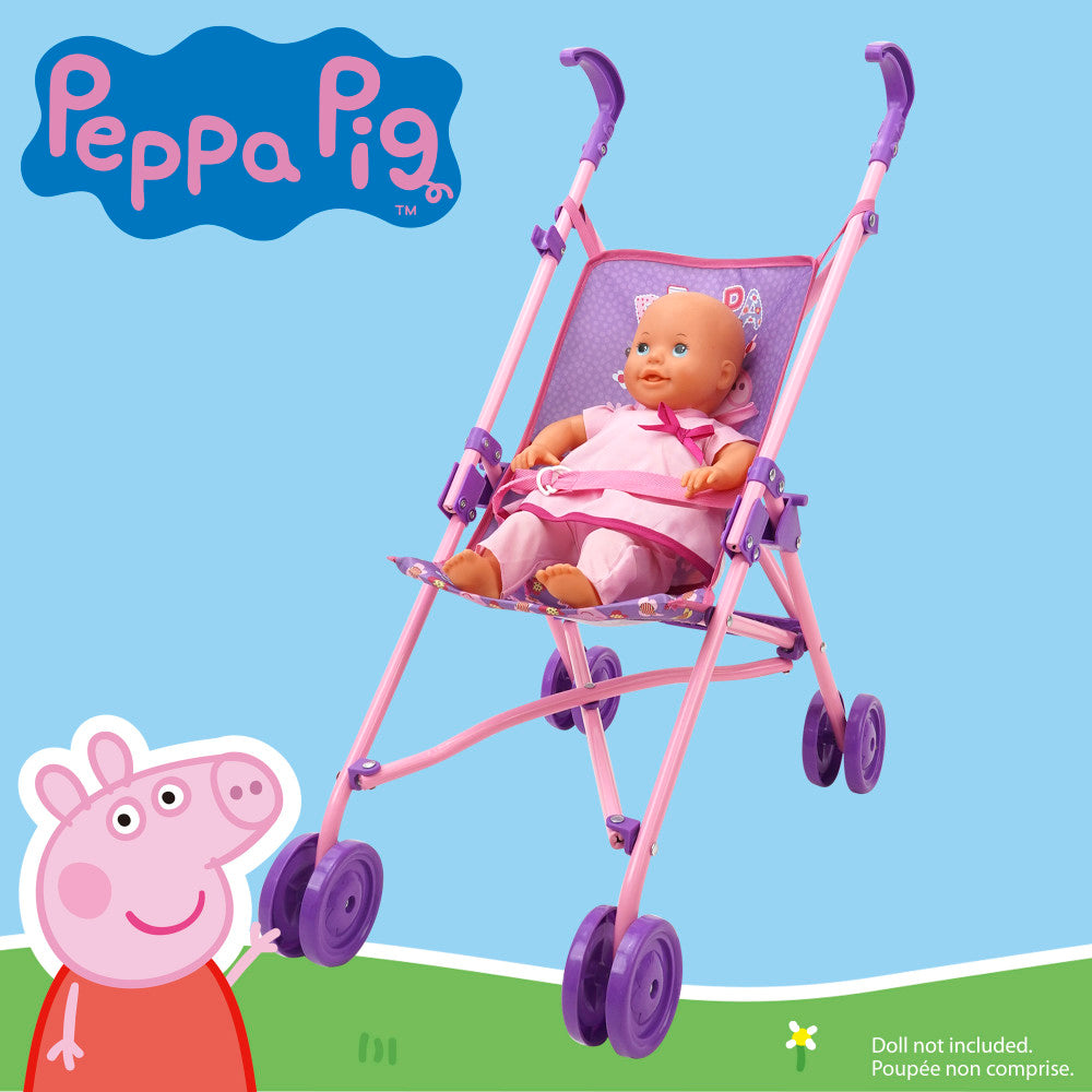 Peppa Pig: Doll Umbrella Stroller - Purple, Pink, Flowers, Ages 3+