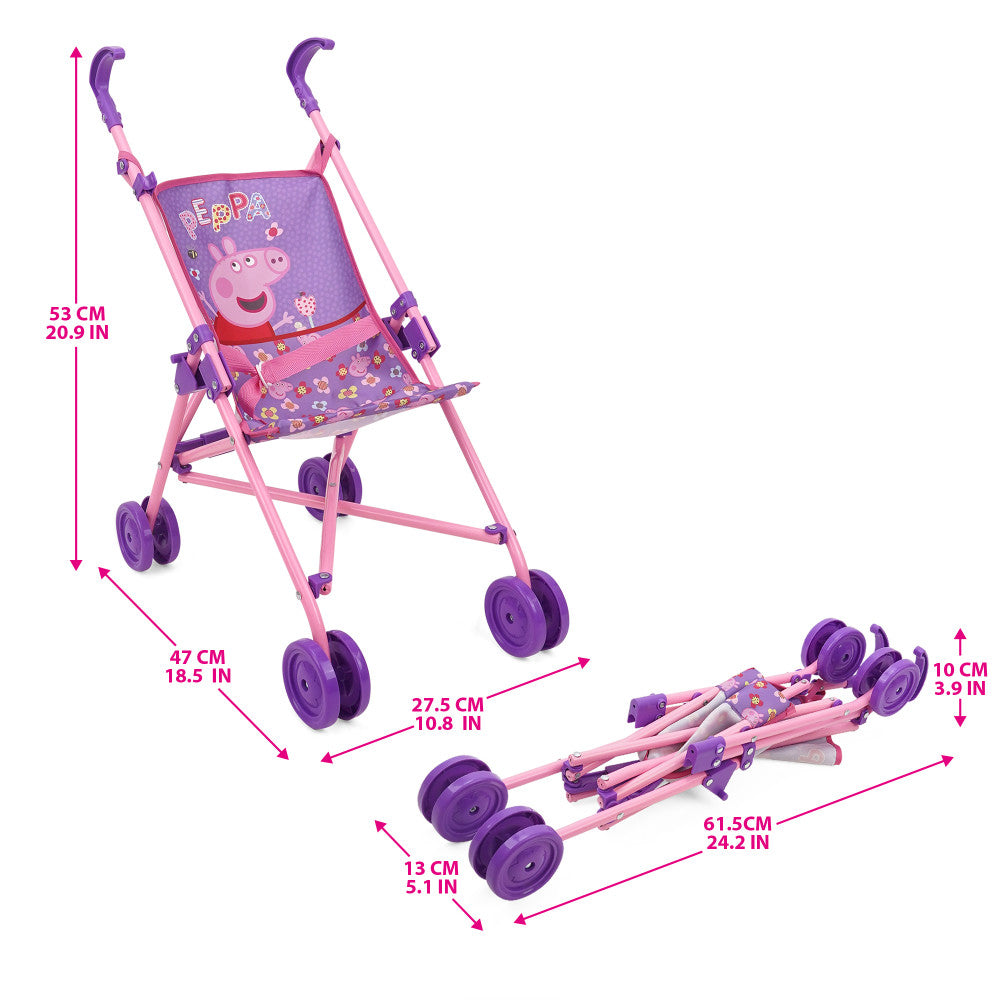 Peppa Pig: Doll Umbrella Stroller - Purple, Pink, Flowers, Ages 3+