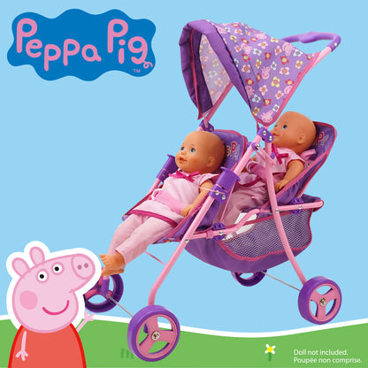 Peppa Pig: Doll Twin Stroller - Purple, Pink, Flowers, Age 3+