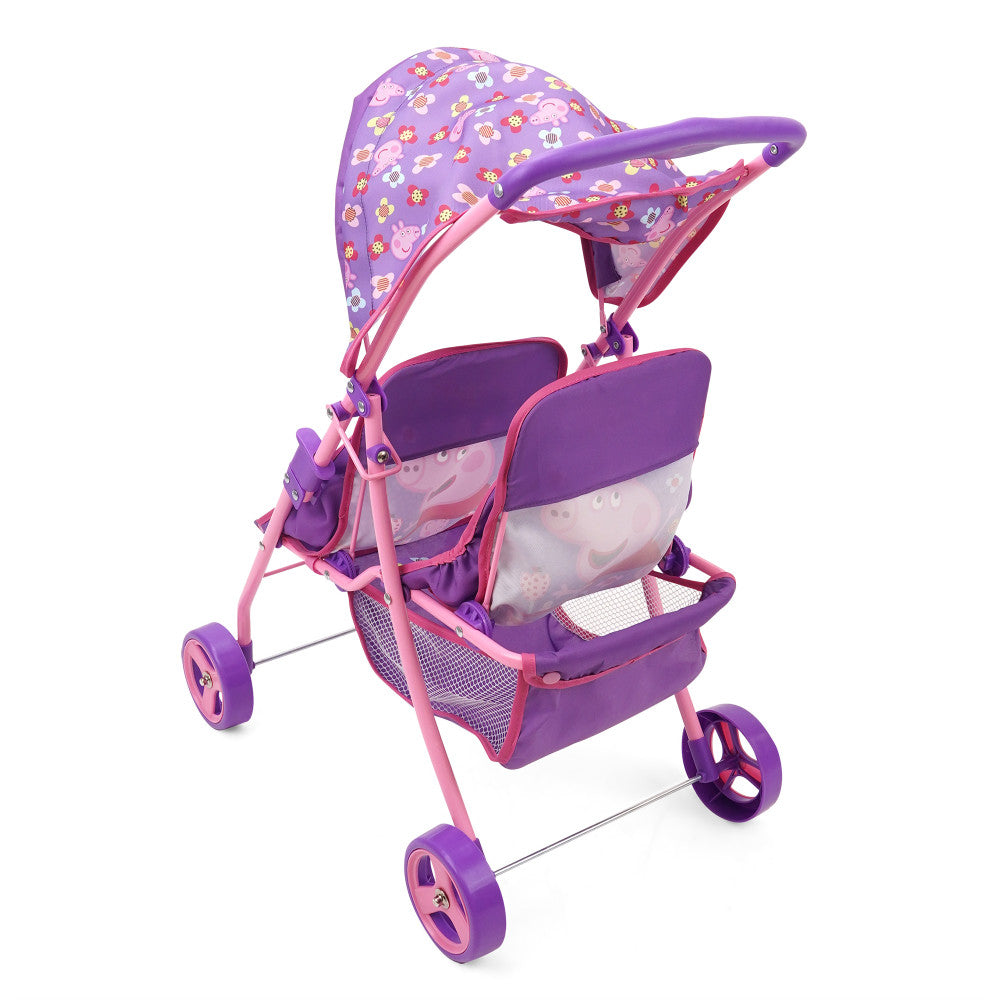 Peppa Pig: Doll Twin Stroller - Purple, Pink, Flowers, Age 3+