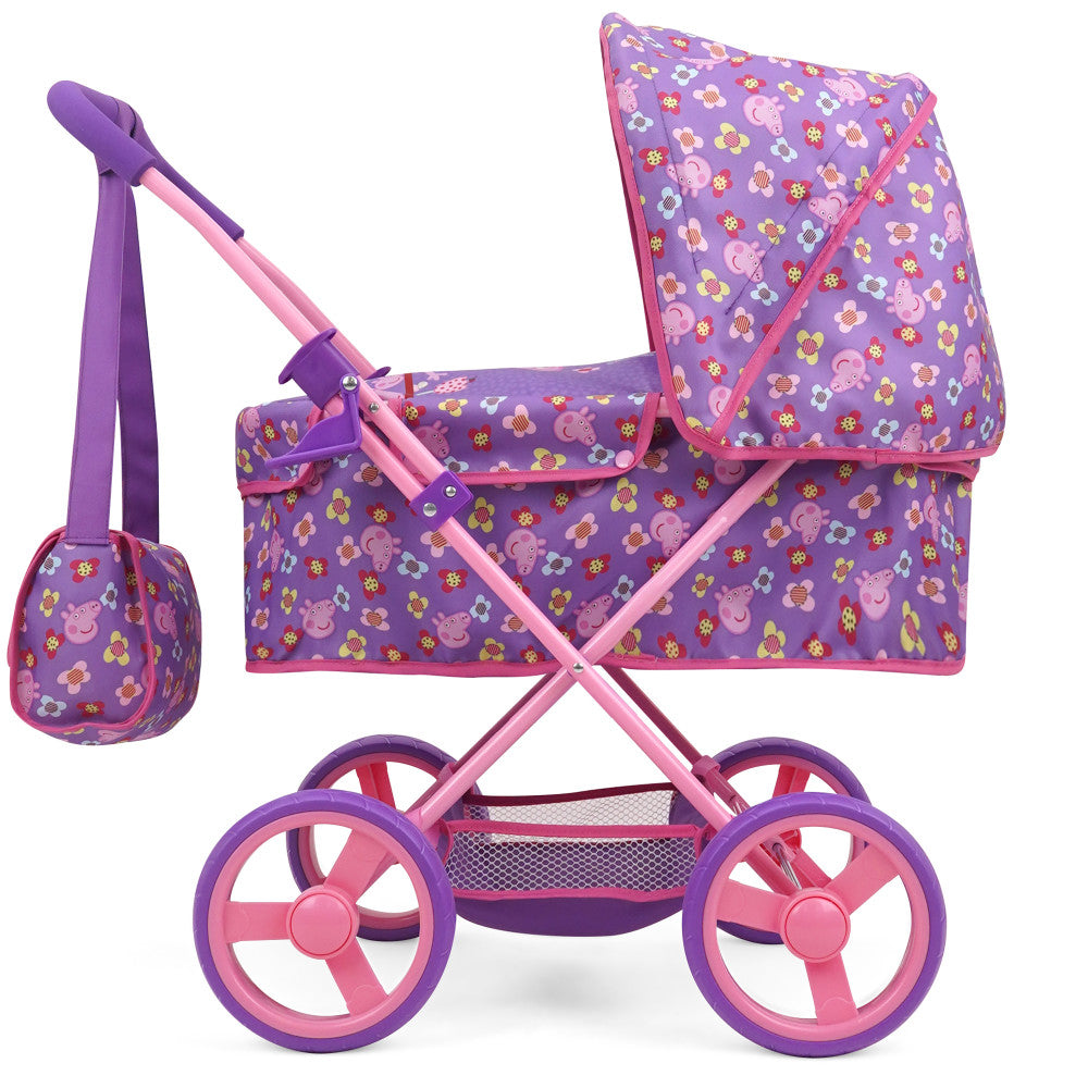 Peppa Pig Doll Deluxe Pram Bag Purple Pink Flowers