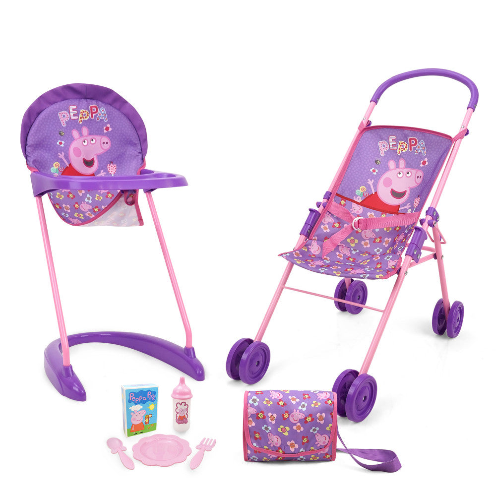 Peppa Pig: Stroll N' Feed 8pc Set - Purple, Pink, Flowers, Ages 3+