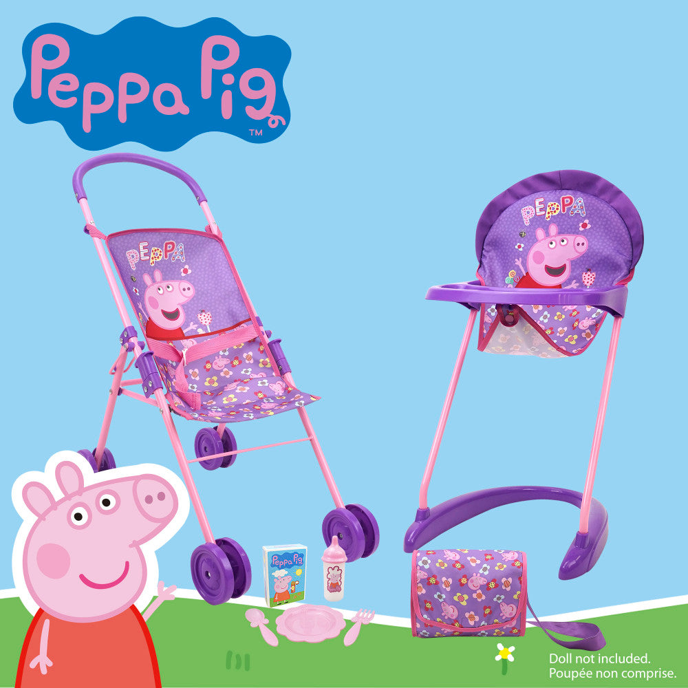 Peppa Pig: Stroll N' Feed 8pc Set - Purple, Pink, Flowers, Ages 3+