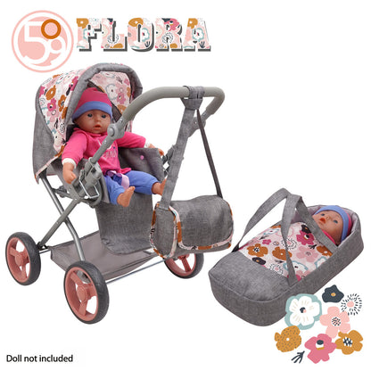 509 Crew: Melange Flora - Kelly Deluxe Doll Pram - Matching Bag, Ages 3+