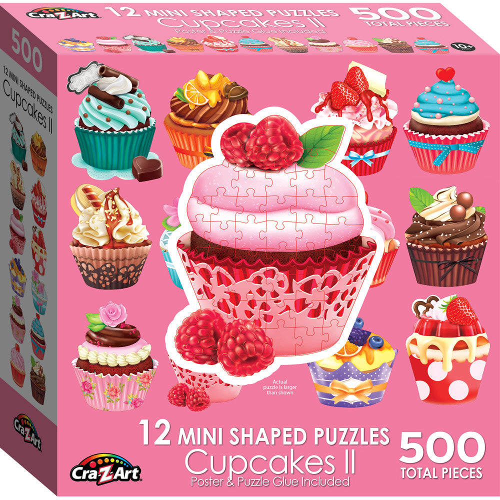 RoseArt Cupcakes II 12 Mini-Shaped Jigsaw Puzzles - 500 Pieces