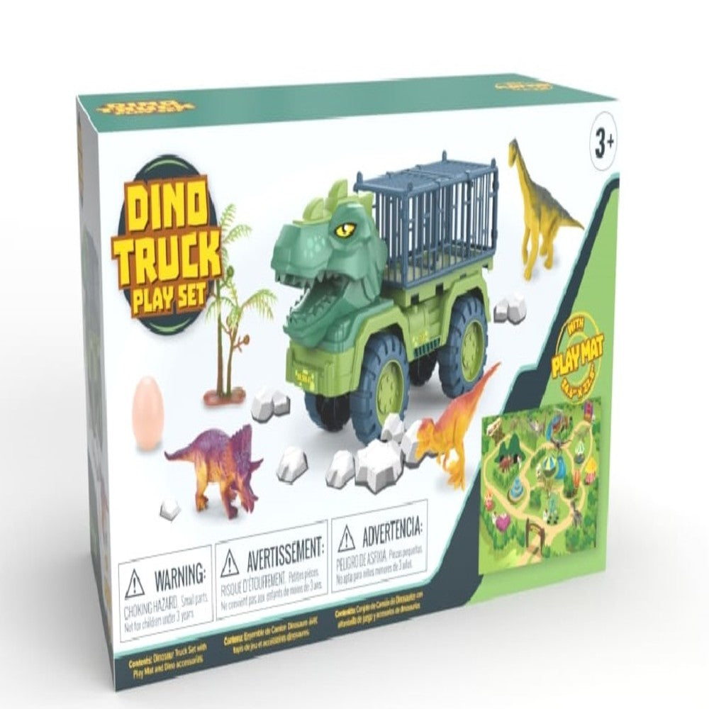 The Bubble Factory Dino Truck Play Set - 16 Piece Jurassic Adventure